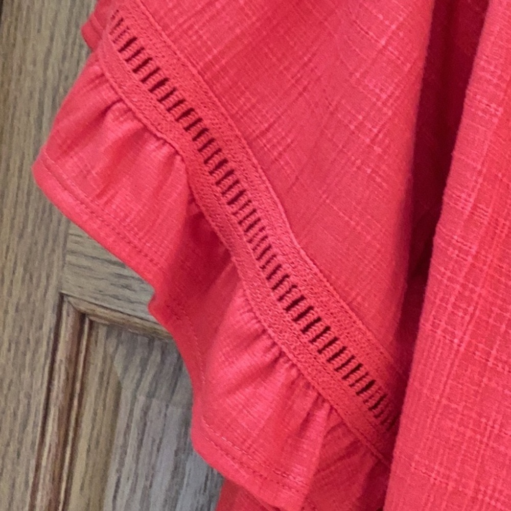 Women's Red Ruffle Sleeve Top - Picture 4 of 14